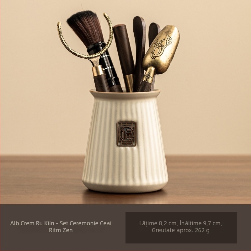 Set Ceremonia Ceaiului Six Gentlemen — Accesorii ceramice pentru ceai: sticlă, clips de ceai, lingură de ceai, cuțit de ceai, stilou pentru îngrijirea ceainicului