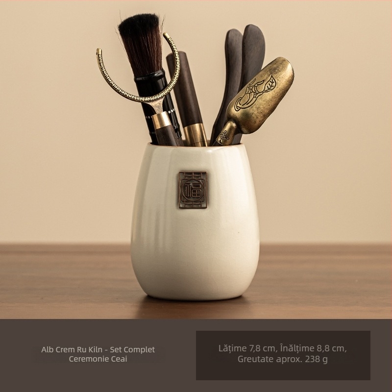 Set Ceremonia Ceaiului Six Gentlemen — Accesorii ceramice pentru ceai: sticlă, clips de ceai, lingură de ceai, cuțit de ceai, stilou pentru îngrijirea ceainicului