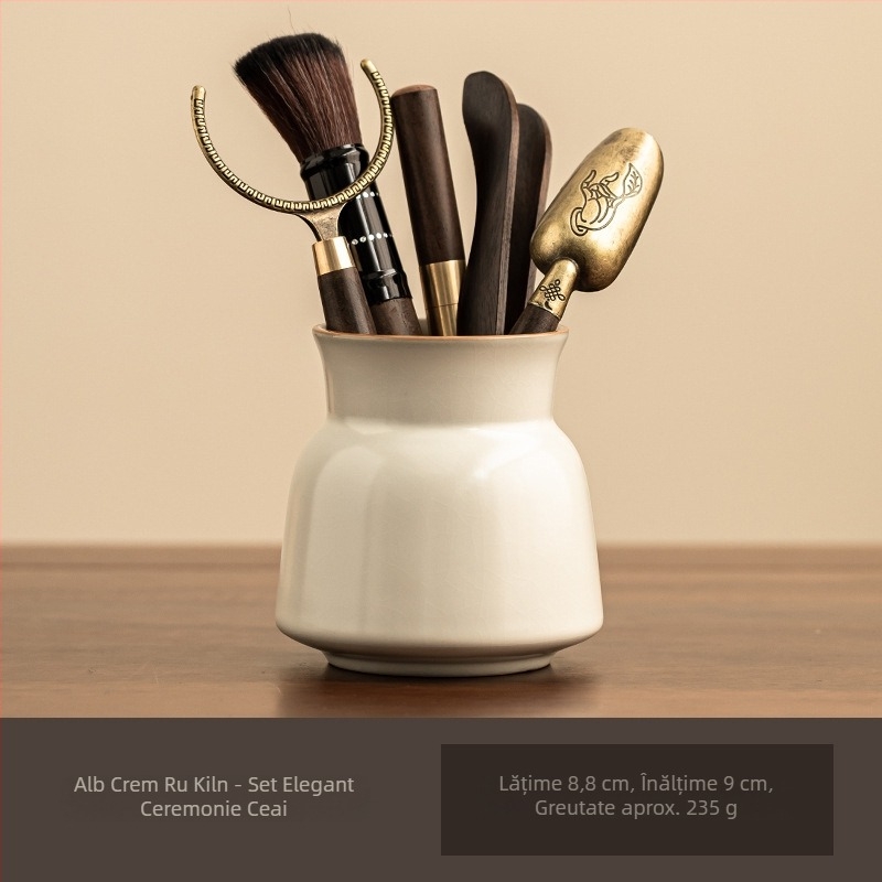 Set Ceremonia Ceaiului Six Gentlemen — Accesorii ceramice pentru ceai: sticlă, clips de ceai, lingură de ceai, cuțit de ceai, stilou pentru îngrijirea ceainicului