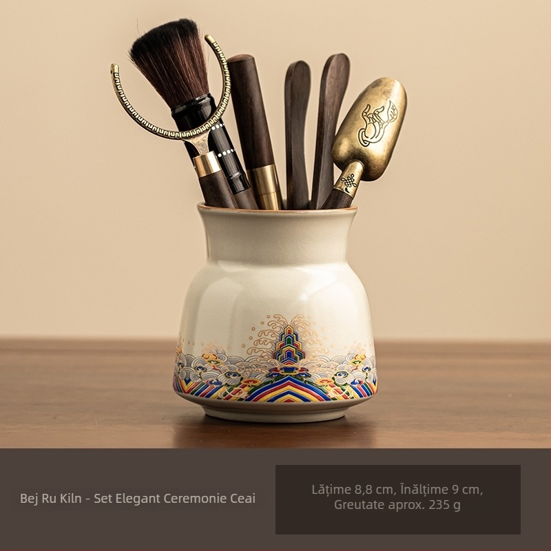 Set Ceremonia Ceaiului Six Gentlemen — Accesorii ceramice pentru ceai: sticlă, clips de ceai, lingură de ceai, cuțit de ceai, stilou pentru îngrijirea ceainicului