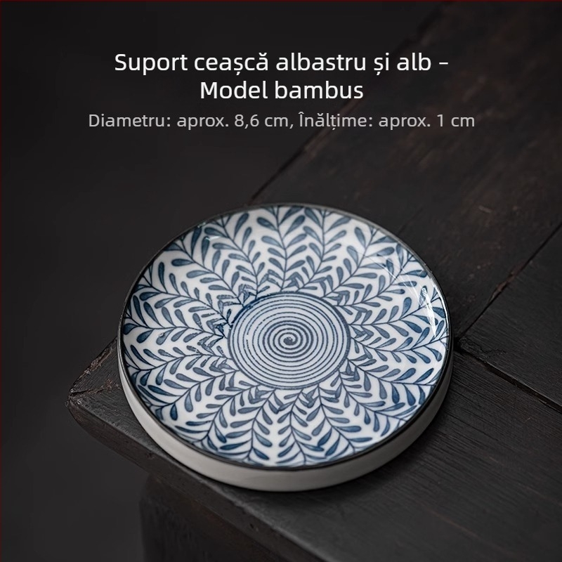 Covoraș circular din ceramică, albastru-alb, izolație termică, accesorii pentru setul Gongfu de ceai, suport pentru capacul tăvii de ceai