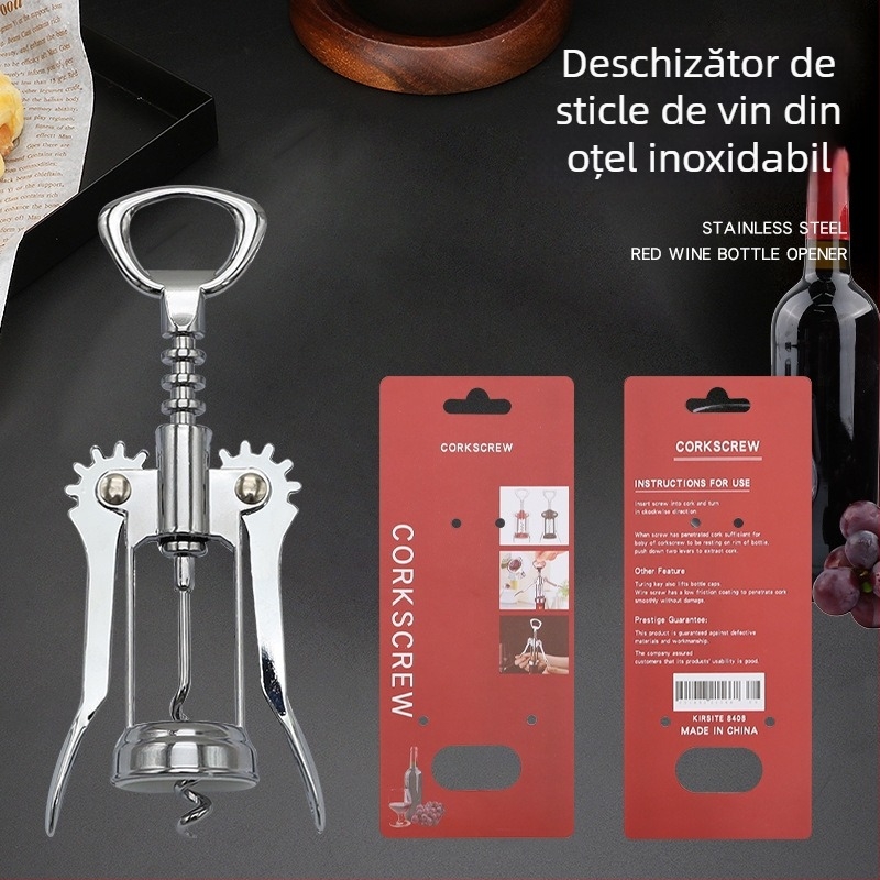 Deschizător de sticle multifuncțional din aliaj de zinc, cu deschizător de șampanie în formă de trompetă și înșurător din oțel inoxidabil