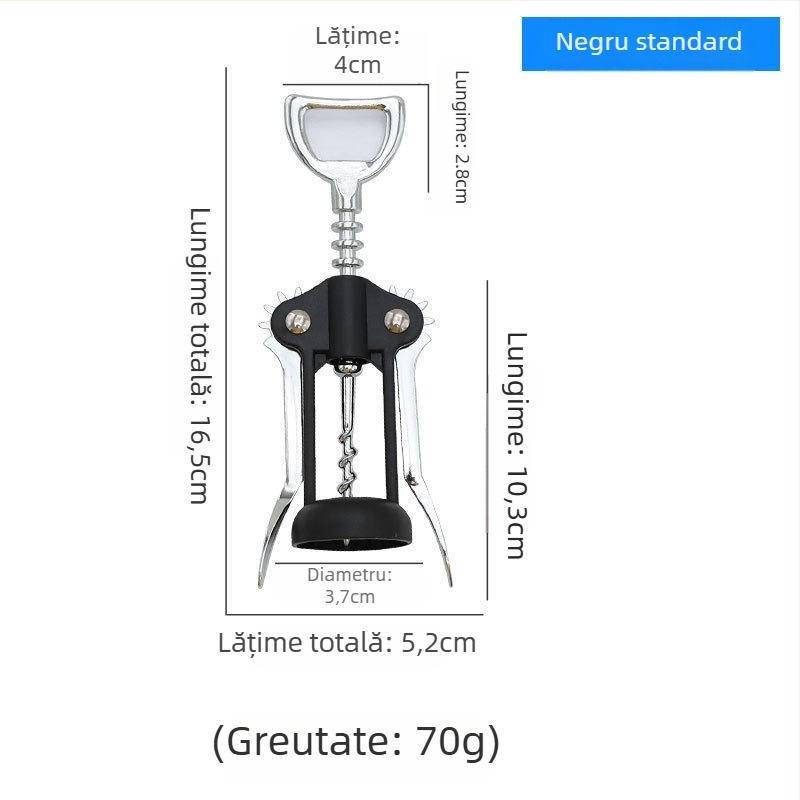 Deschizător de sticle multifuncțional din aliaj de zinc, cu deschizător de șampanie în formă de trompetă și înșurător din oțel inoxidabil