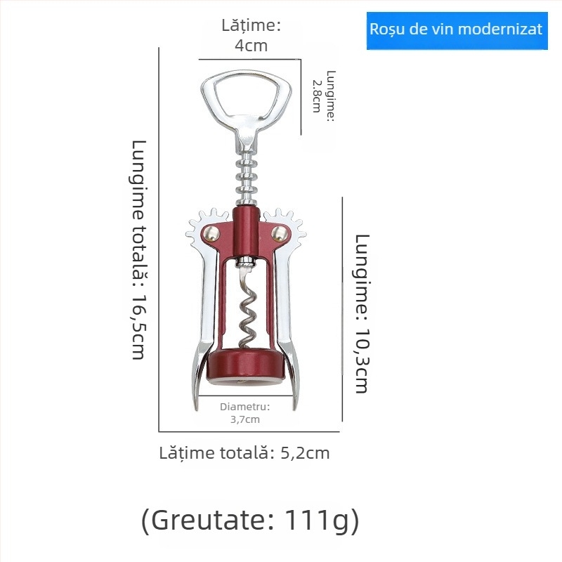 Deschizător de sticle multifuncțional din aliaj de zinc, cu deschizător de șampanie în formă de trompetă și înșurător din oțel inoxidabil
