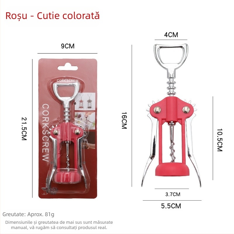 Deschizător de sticle multifuncțional din aliaj de zinc, cu deschizător de șampanie în formă de trompetă și înșurător din oțel inoxidabil
