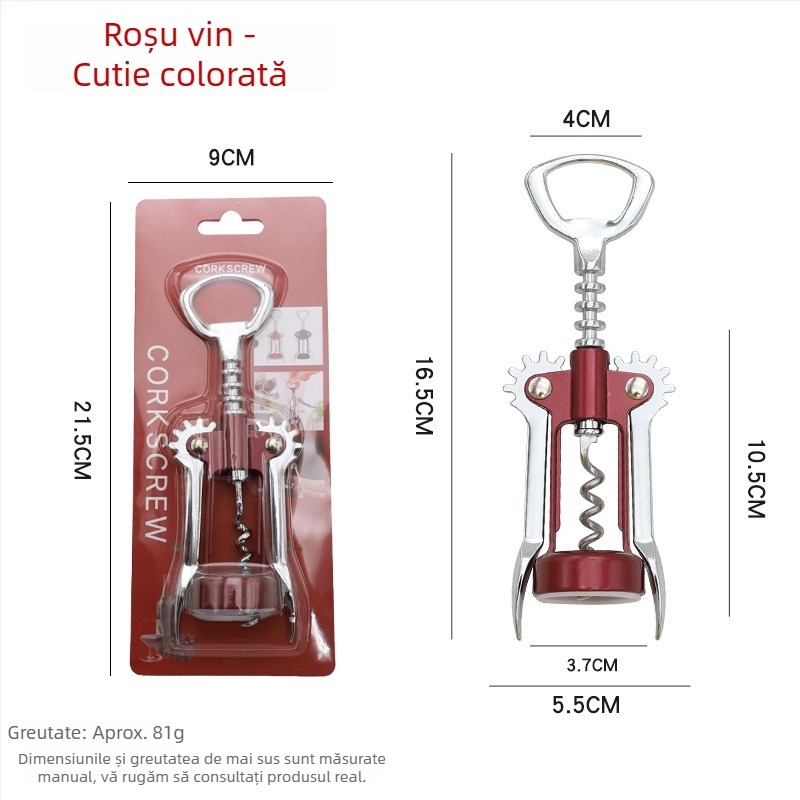 Deschizător de sticle multifuncțional din aliaj de zinc, cu deschizător de șampanie în formă de trompetă și înșurător din oțel inoxidabil