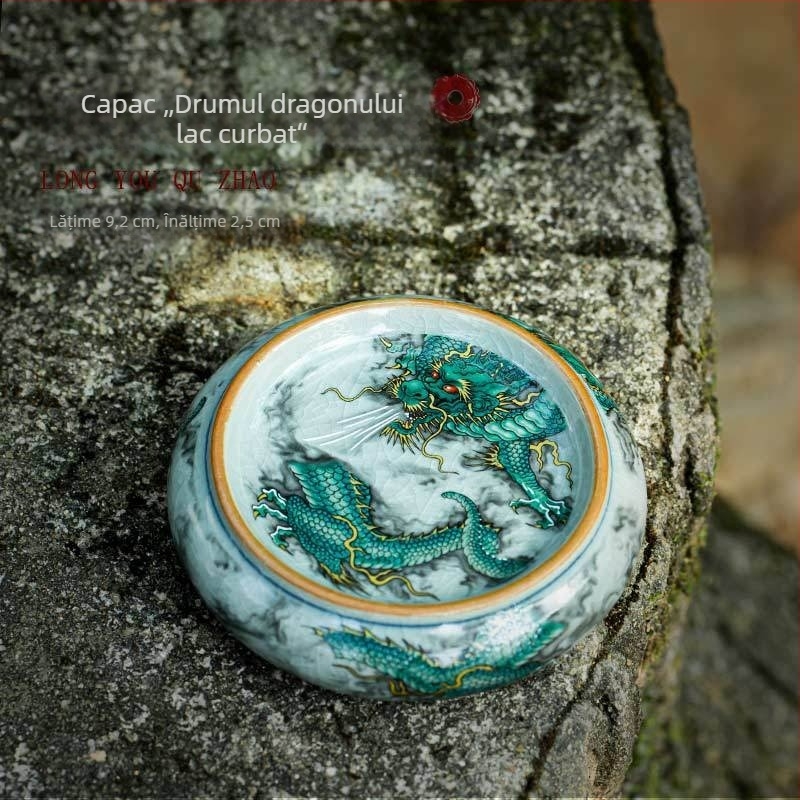 Set de ceai din ceramică chinezesc, retro, cu capac pentru tava de ceai, suport pentru ceainic și suporturi pentru cești din porțelan albastru și alb