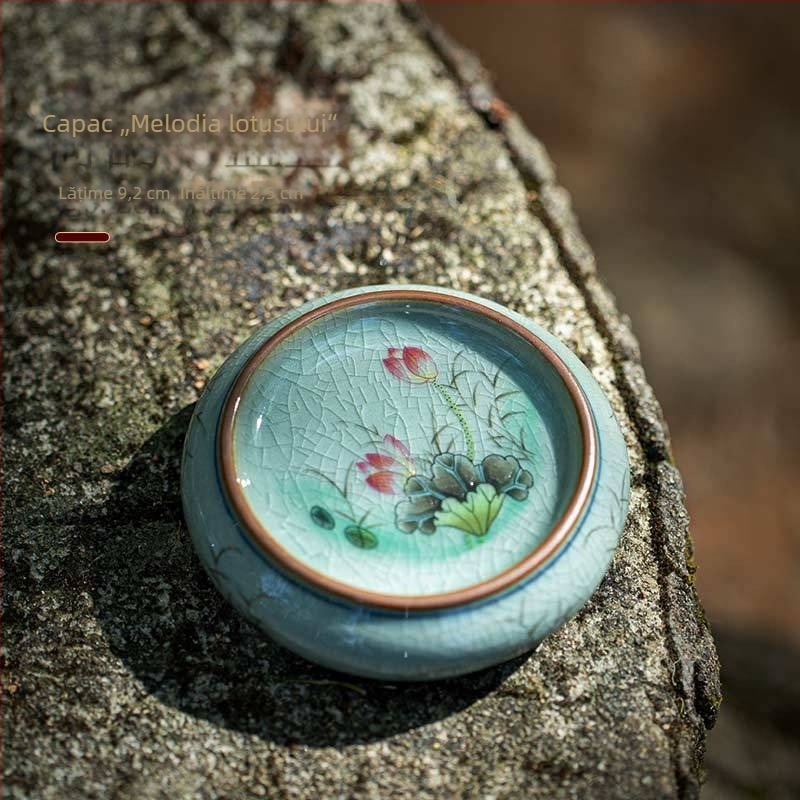 Set de ceai din ceramică chinezesc, retro, cu capac pentru tava de ceai, suport pentru ceainic și suporturi pentru cești din porțelan albastru și alb