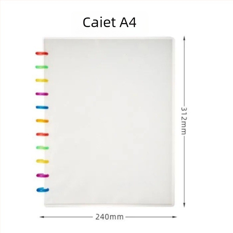 Mapă A4 transparentă cu 11 găuri, pentru certificate și documente, cu secțiuni detașabile, design inspirat de ciuperci