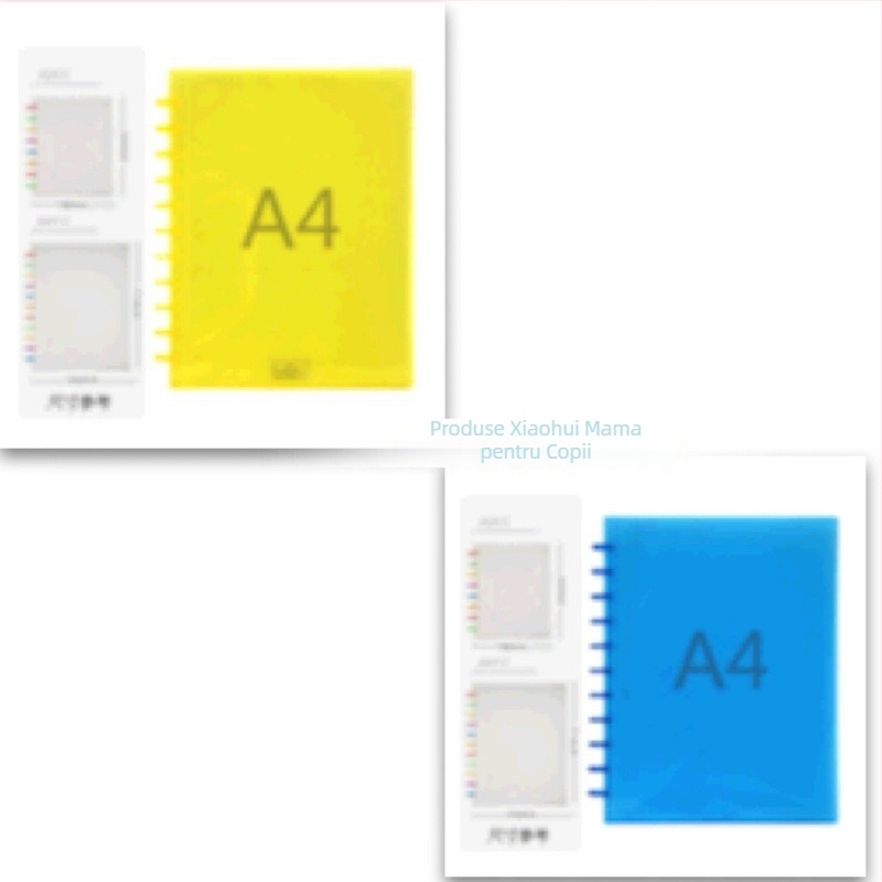 Mapă A4 transparentă cu 11 găuri, pentru certificate și documente, cu secțiuni detașabile, design inspirat de ciuperci