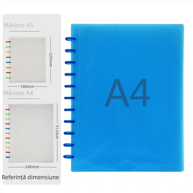 Mapă A4 transparentă cu 11 găuri, pentru certificate și documente, cu secțiuni detașabile, design inspirat de ciuperci