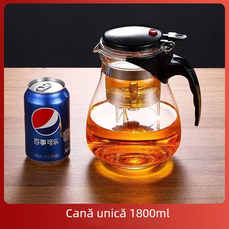 Ceainic din sticlă rezistent la căldură, cu filtru, ceașcă elegantă pentru ceremonia ceaiului, personalizare logo disponibilă, capacitate 350–1800 ml