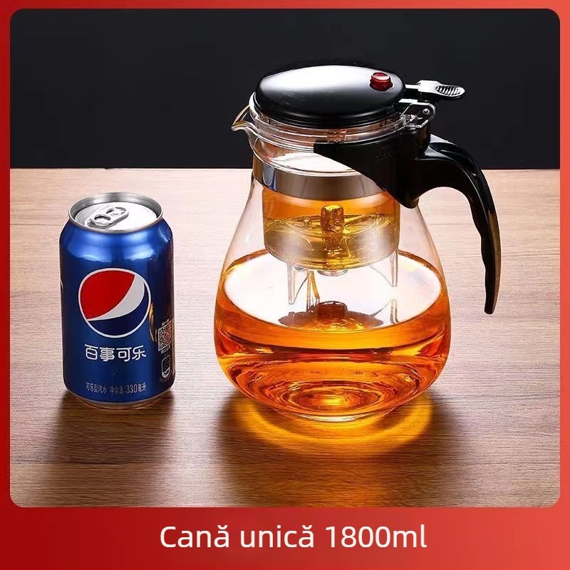 Ceainic din sticlă rezistent la căldură, cu filtru, ceașcă elegantă pentru ceremonia ceaiului, personalizare logo disponibilă, capacitate 350–1800 ml