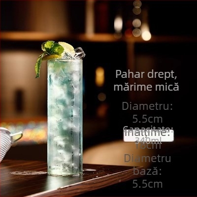 Pahar din sticlă cu pereți drepți, pahar pătrat pentru cocktail, pahar Long Island Iced Tea, pahar Collins subțire în stil japonez, pahar de whiskey
