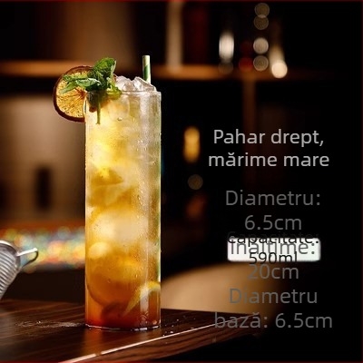Pahar din sticlă cu pereți drepți, pahar pătrat pentru cocktail, pahar Long Island Iced Tea, pahar Collins subțire în stil japonez, pahar de whiskey