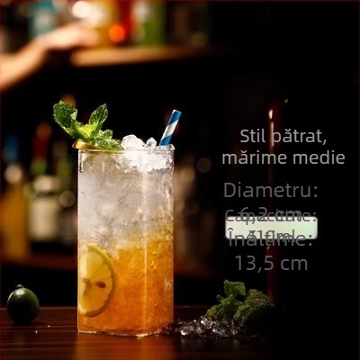 Pahar din sticlă cu pereți drepți, pahar pătrat pentru cocktail, pahar Long Island Iced Tea, pahar Collins subțire în stil japonez, pahar de whiskey