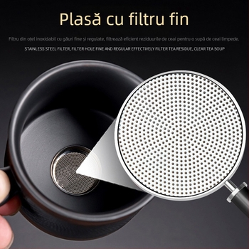 Set de ceai din lut purpuriu, automat Gongfu, ceainic ceramic pentru birou și uz casnic, cu râșniță din piatră