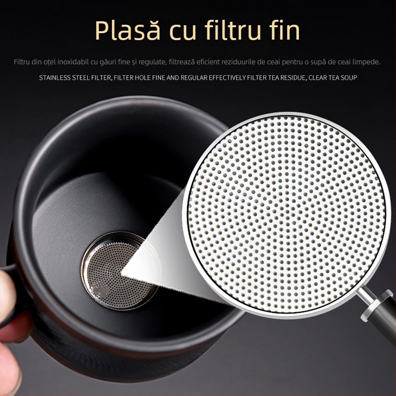 Set de ceai din lut purpuriu, automat Gongfu, ceainic ceramic pentru birou și uz casnic, cu râșniță din piatră