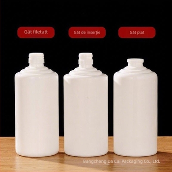 Sticlă de vin din sticlă, în formă Moutai, alb lăptos, gură mare, 500 ml, cu buză de satin și gură dentată