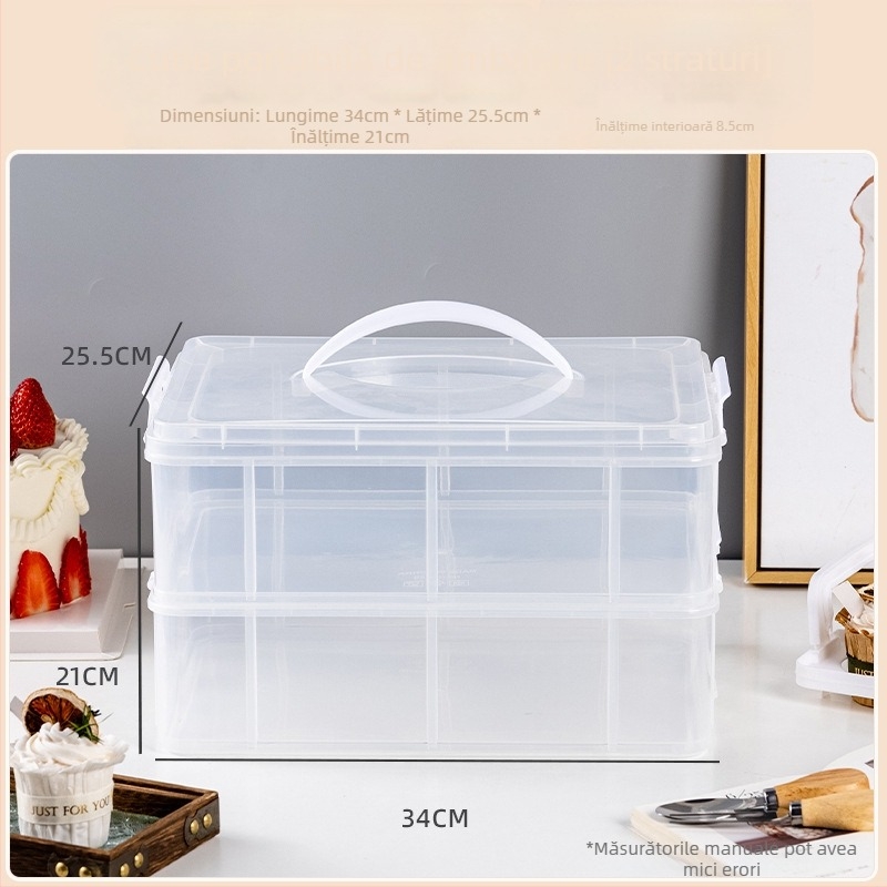 Cutie multifuncțională pentru brioșe, cutie reutilizabilă pentru deserturi cu mâner, cutie portabilă pentru picnic cu 24/36/48 compartimente