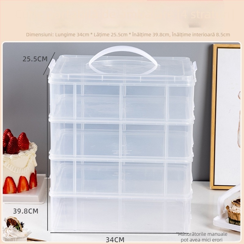 Cutie multifuncțională pentru brioșe, cutie reutilizabilă pentru deserturi cu mâner, cutie portabilă pentru picnic cu 24/36/48 compartimente