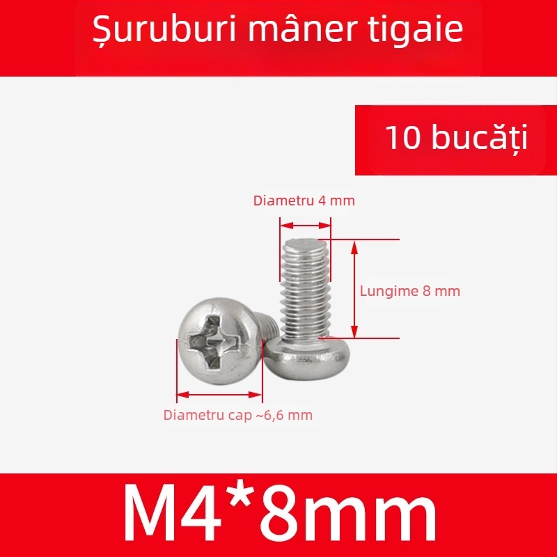 Șuruburi pentru mâner wok din oțel inoxidabil 304 și piulițe pentru mânerul oalei, șuruburi antiderapante, M4/M5/M6×8 mm