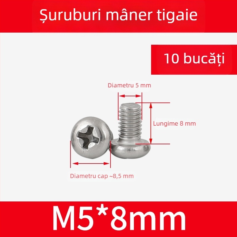 Șuruburi pentru mâner wok din oțel inoxidabil 304 și piulițe pentru mânerul oalei, șuruburi antiderapante, M4/M5/M6×8 mm