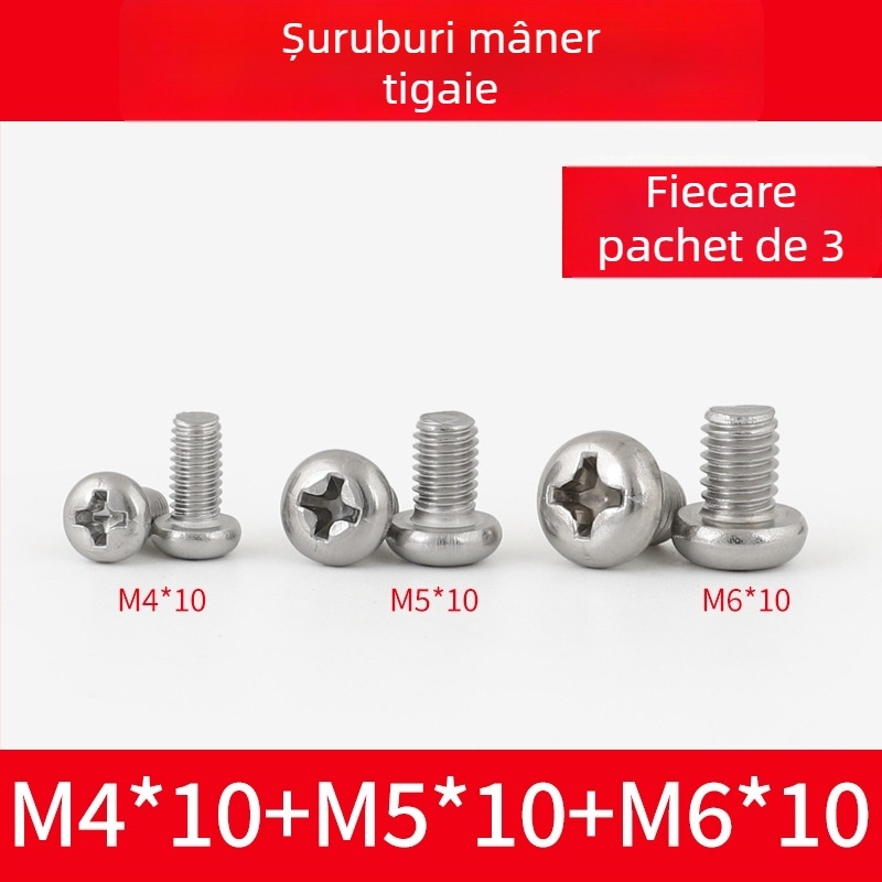 Șuruburi pentru mâner wok din oțel inoxidabil 304 și piulițe pentru mânerul oalei, șuruburi antiderapante, M4/M5/M6×8 mm