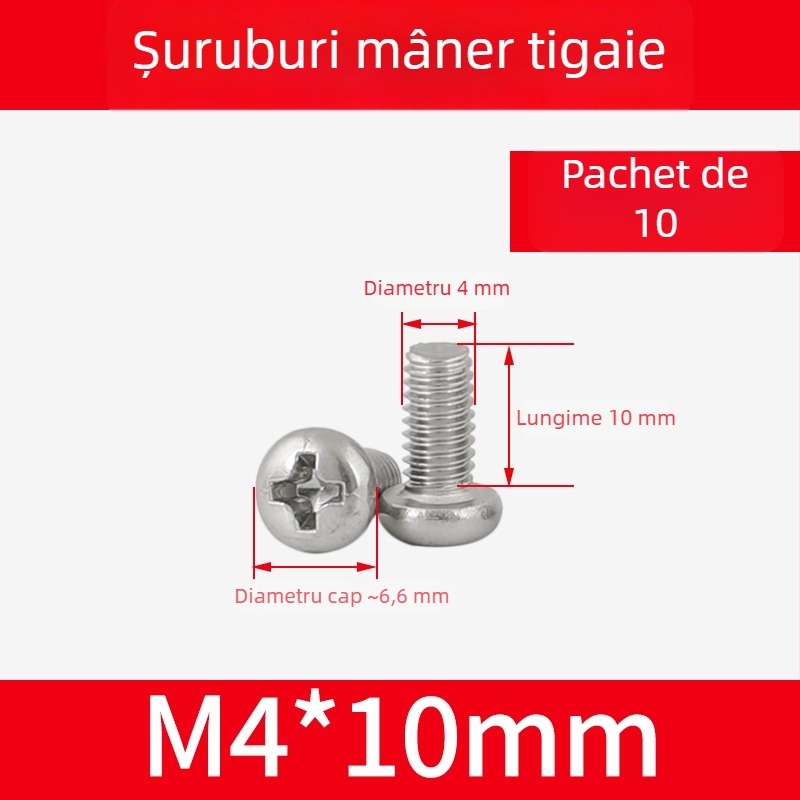 Șuruburi pentru mâner wok din oțel inoxidabil 304 și piulițe pentru mânerul oalei, șuruburi antiderapante, M4/M5/M6×8 mm