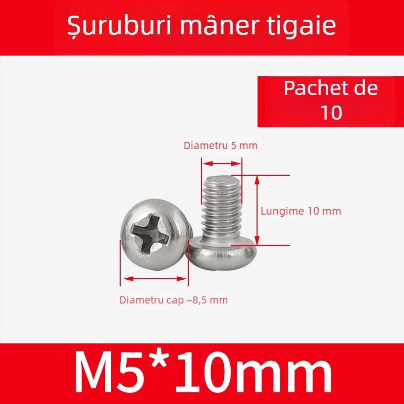 Șuruburi pentru mâner wok din oțel inoxidabil 304 și piulițe pentru mânerul oalei, șuruburi antiderapante, M4/M5/M6×8 mm