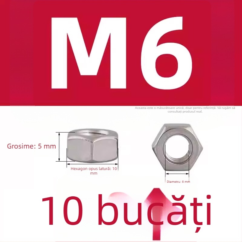 Șuruburi pentru mâner wok din oțel inoxidabil 304 și piulițe pentru mânerul oalei, șuruburi antiderapante, M4/M5/M6×8 mm