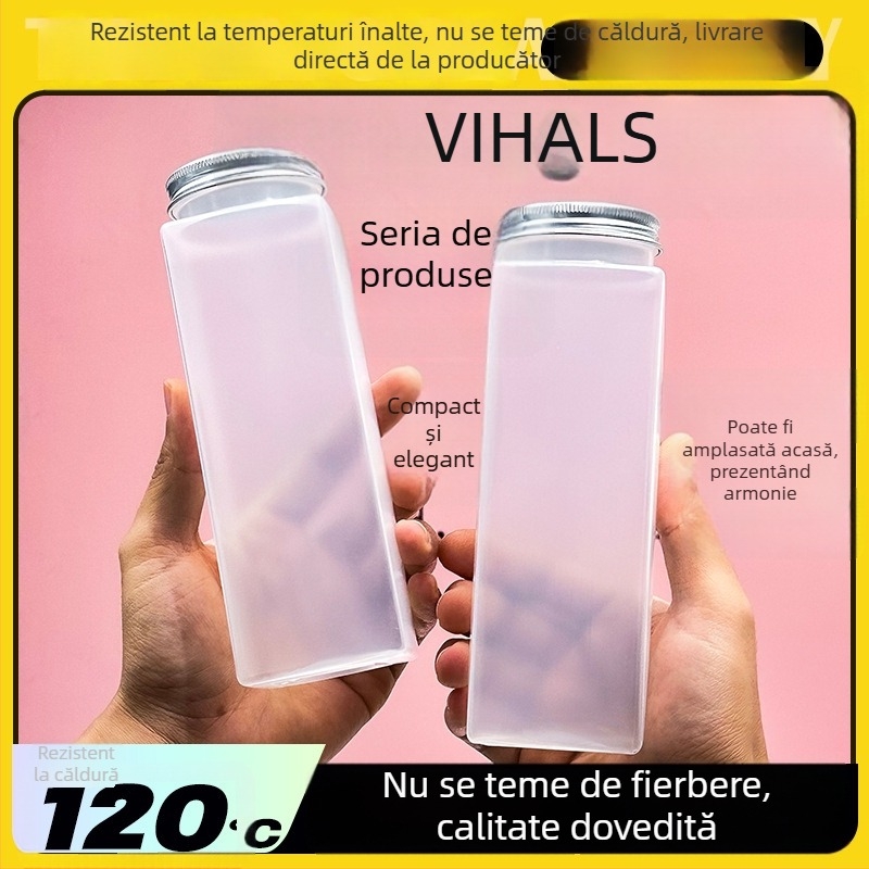 Sticlă de ceai cu lapte rezistentă la temperaturi înalte, finisaj mat, din plastic de unică folosință, gură largă