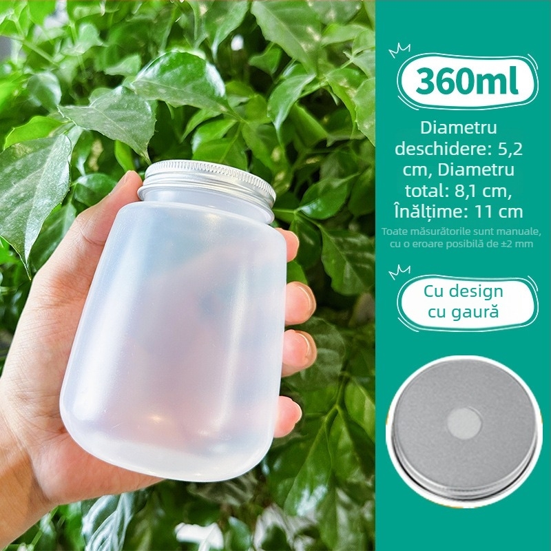 Sticlă de ceai cu lapte rezistentă la temperaturi înalte, finisaj mat, din plastic de unică folosință, gură largă