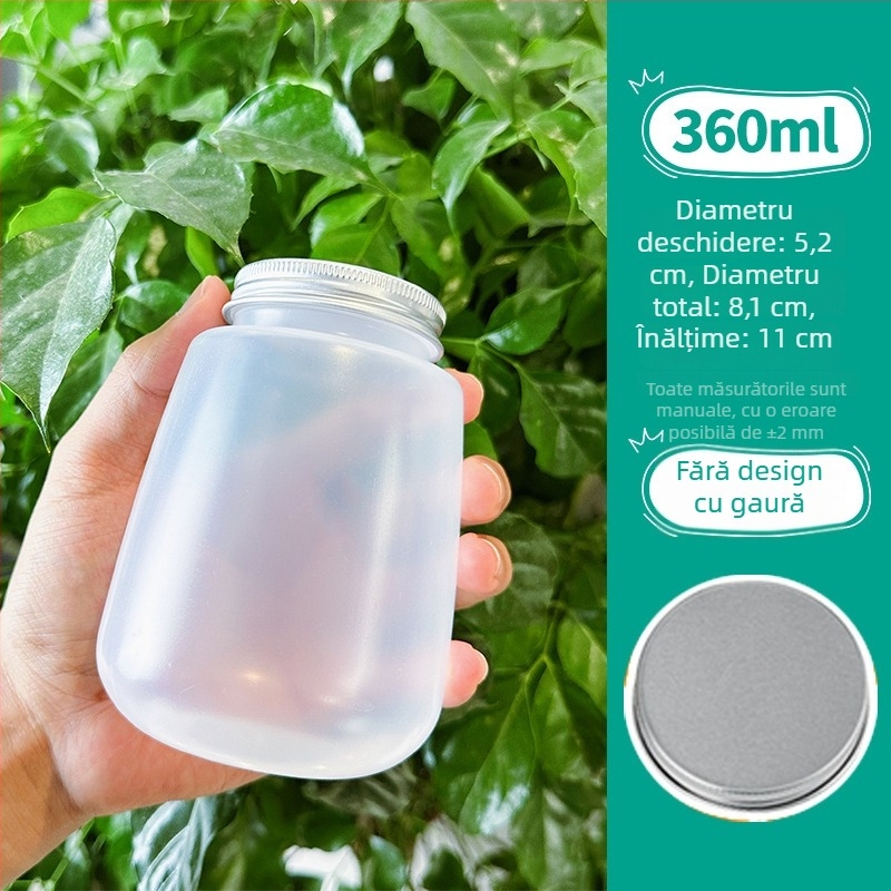 Sticlă de ceai cu lapte rezistentă la temperaturi înalte, finisaj mat, din plastic de unică folosință, gură largă