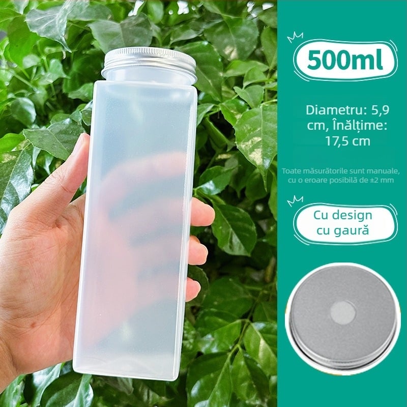Sticlă de ceai cu lapte rezistentă la temperaturi înalte, finisaj mat, din plastic de unică folosință, gură largă