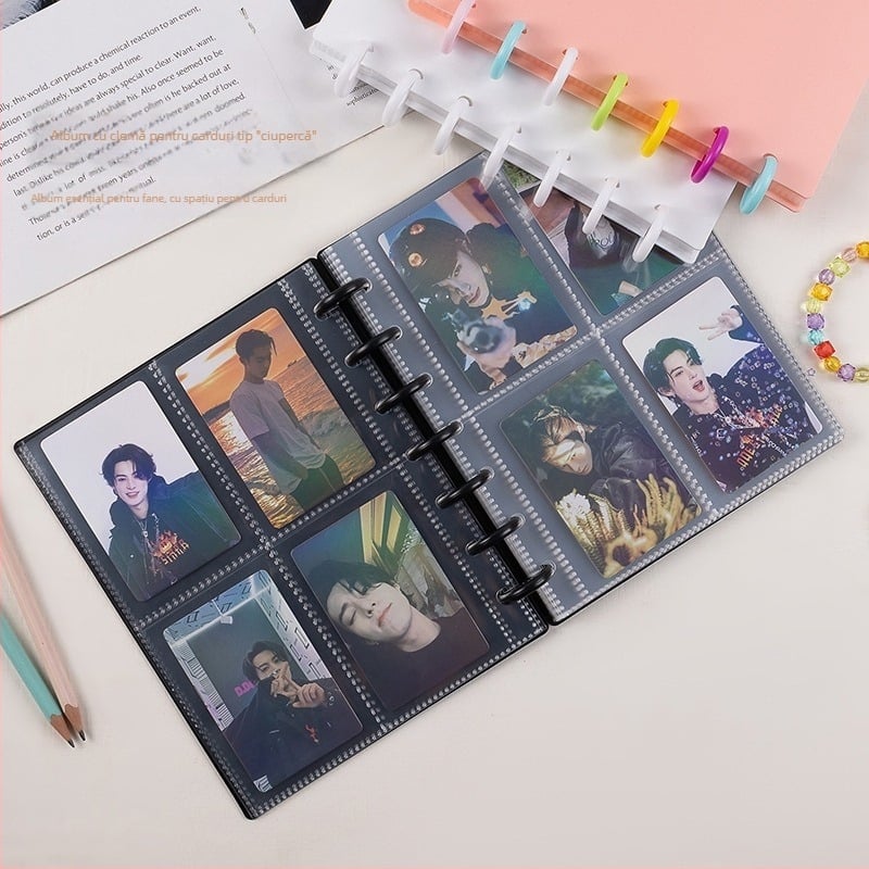 Album de colecție pentru fani cu închidere cu nasture ciupercă de 3 inchi, patru compartimente pentru carduri, 20 de pagini, pentru 30 fotografii Polaroid, album DIY