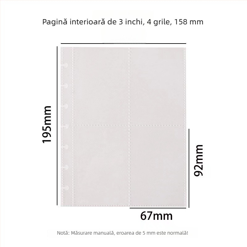 Album de colecție pentru fani cu închidere cu nasture ciupercă de 3 inchi, patru compartimente pentru carduri, 20 de pagini, pentru 30 fotografii Polaroid, album DIY