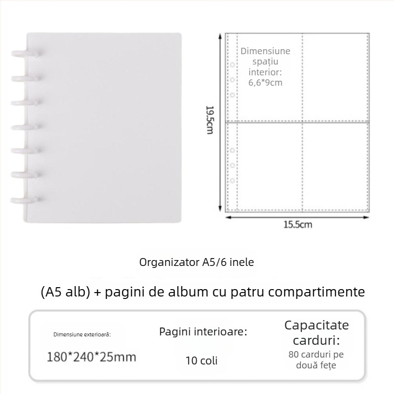 Album de colecție pentru fani cu închidere cu nasture ciupercă de 3 inchi, patru compartimente pentru carduri, 20 de pagini, pentru 30 fotografii Polaroid, album DIY