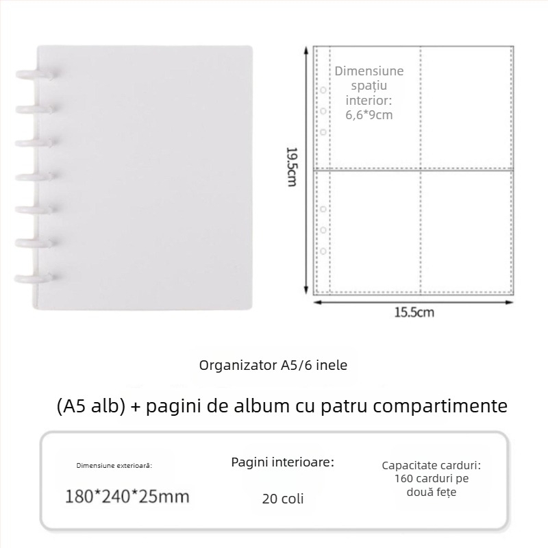 Album de colecție pentru fani cu închidere cu nasture ciupercă de 3 inchi, patru compartimente pentru carduri, 20 de pagini, pentru 30 fotografii Polaroid, album DIY