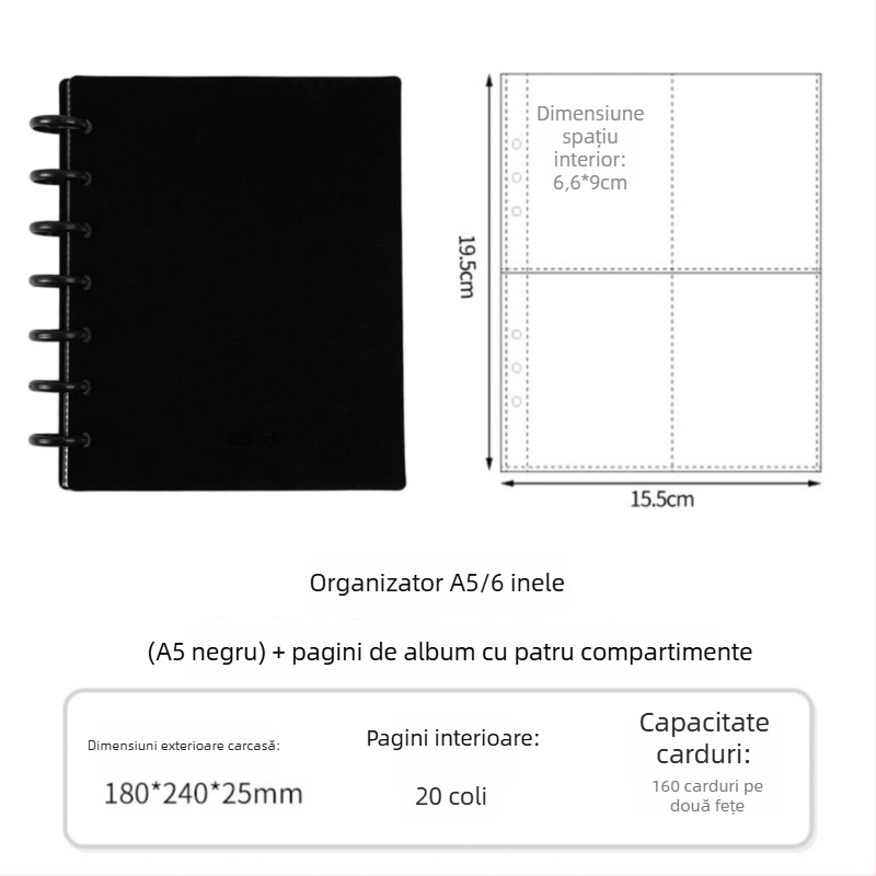 Album de colecție pentru fani cu închidere cu nasture ciupercă de 3 inchi, patru compartimente pentru carduri, 20 de pagini, pentru 30 fotografii Polaroid, album DIY