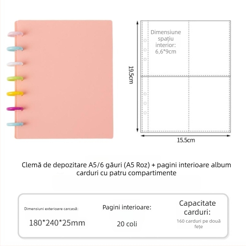 Album de colecție pentru fani cu închidere cu nasture ciupercă de 3 inchi, patru compartimente pentru carduri, 20 de pagini, pentru 30 fotografii Polaroid, album DIY