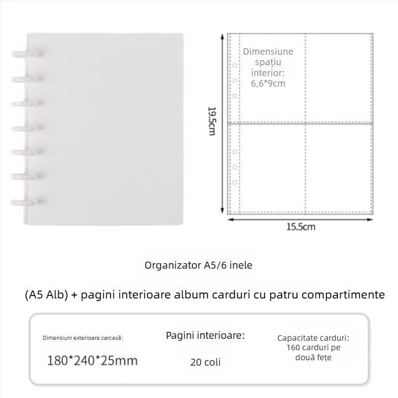 Album de colecție pentru fani cu închidere cu nasture ciupercă de 3 inchi, patru compartimente pentru carduri, 20 de pagini, pentru 30 fotografii Polaroid, album DIY