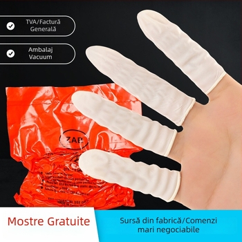 Cotițe deget din latex bej, de unică folosință, fără praf, portocalii, antiderapante, antistatice, 500 g