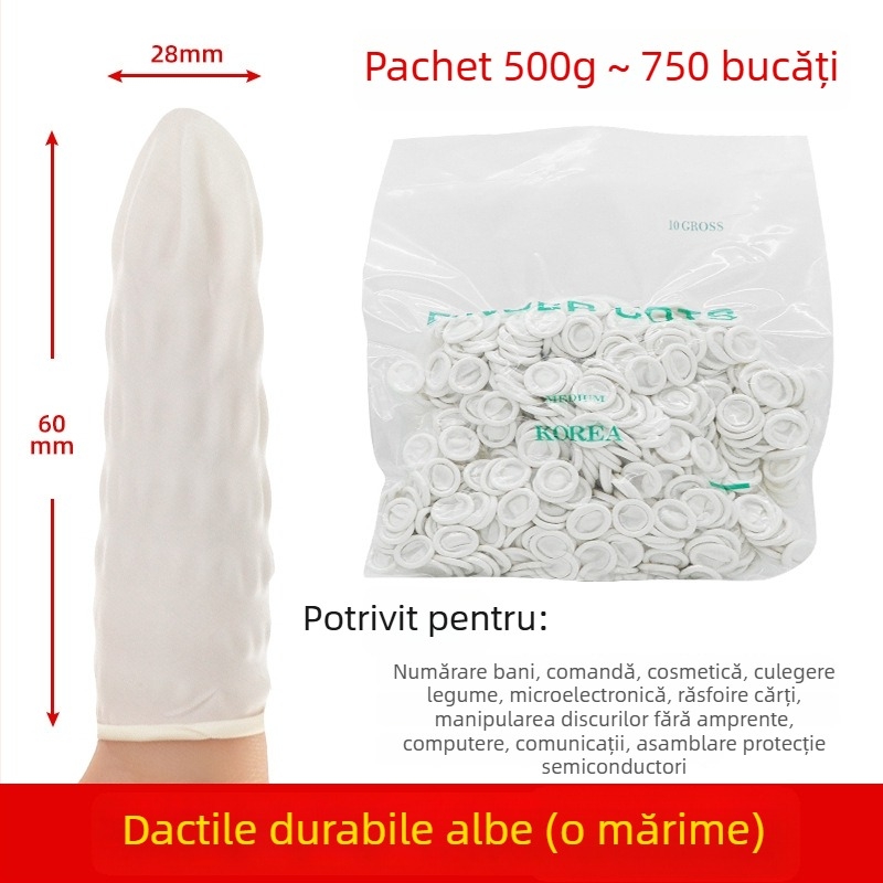 Cotițe deget din latex bej, de unică folosință, fără praf, portocalii, antiderapante, antistatice, 500 g