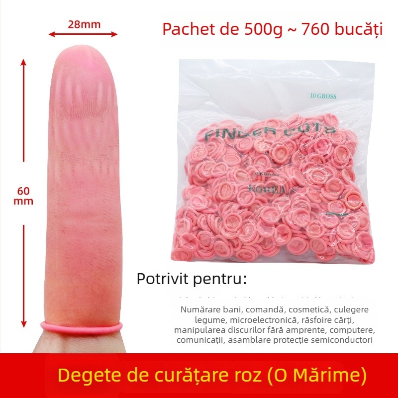 Cotițe deget din latex bej, de unică folosință, fără praf, portocalii, antiderapante, antistatice, 500 g