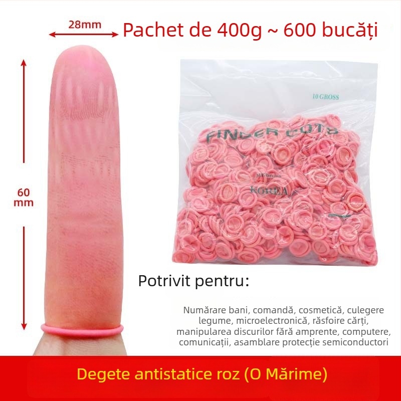 Cotițe deget din latex bej, de unică folosință, fără praf, portocalii, antiderapante, antistatice, 500 g