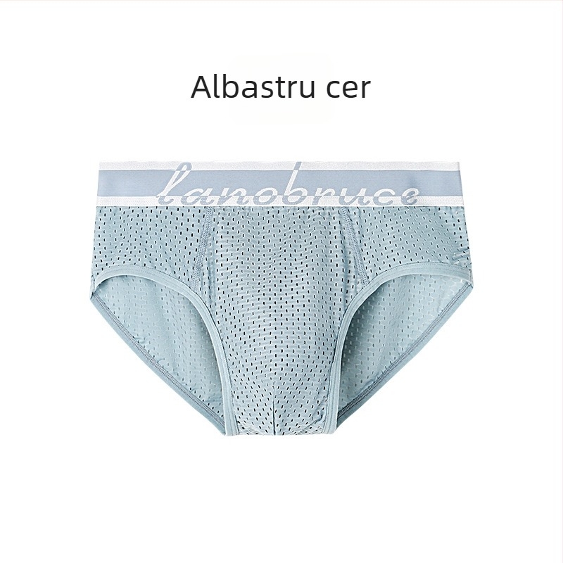 Boxeri bărbați din Ice Silk cu țesătură plasă și croială fagure, talie medie, respirabili, plus size