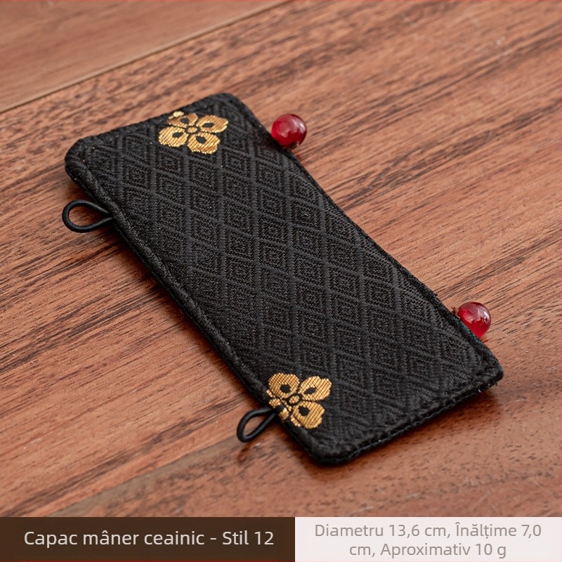 Acoperire izolatoare din țesătură pentru oală din fier cu mâner, bandă rezistentă la căldură pentru capac și pernă izolatoare – accesorii pentru ceai