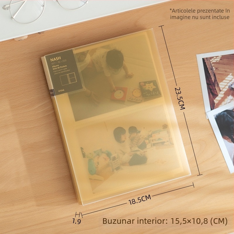 Album foto de 6 inci pentru amintiri, album pentru carduri, pagini cu patru grile pentru fotografii, husă de protecție, capacitate mare, album tip acordeon pentru familie