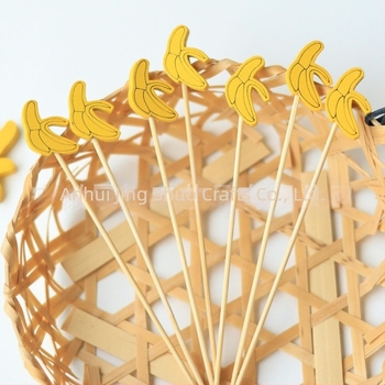 Bețișoare din bambus pentru fructe – amestec cu pepene, banană, căpșune și kiwi, bețișoare decorative clasice pentru fructe, 120 mm lungime, 100 bucăți într-un pachet